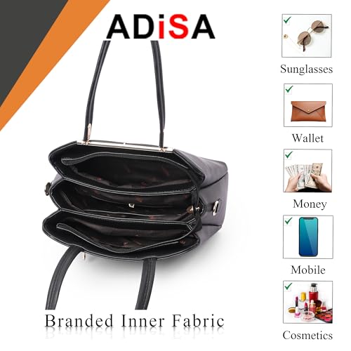 Image of ADISA two tone handbag 3 compartments shoulder bag for women and girls with sling belt (AD4084)