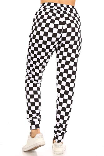 Jfl-S534-2X Fleece Lined B&W Checkered Jogger Track Pants W/Pockets, 2X #TOP1