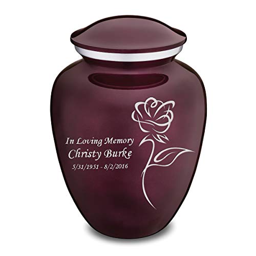 Geturns Embrace Adult Personalized Rose Cremation Urns for Human Ashes I Large Cherry Purple Funeral Urn for Men and Women I 200 lbs