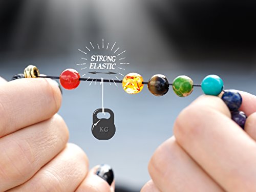 7 Chakra Healing Bracelet With Real Stones, Volcanic Lava, Mala Meditation - Men And Women Religious Jewelry - Wrap, Stretch, Charm Bracelets - Protection, Energy, Healing 7.25 In #TOP3