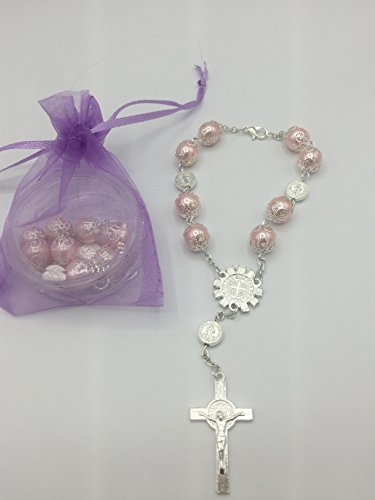 all Gift and craft 12pcs Baptism First Communion Favors Light Pink Braceletes recuerdos de bautizo y Primera Communion