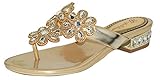  Honeystore Kunstleder Strass Niederiger Absatz Sandalen Pantoffel Schuhe Gold 37 EU