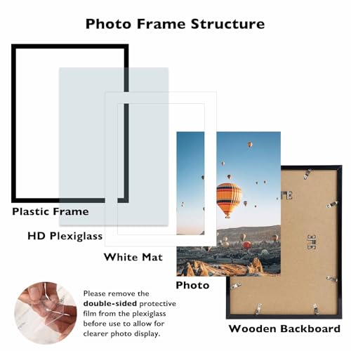 Image of JCJMY 14x20 Picture Frame with 11x17 Mat, Display Photo 11x17 with Mat or 14 x 20 Without Mat, Wall Hanging Large 14 by 20 Poster Frame with Plexiglass, Black