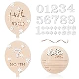 1 Set Meilensteinkarten, 2 Stil Holz Monatliche Meilenstein, Monatliche Meilenstein Karten Meilensteinkarten Holz Foto Requisiten Milestone Card für Dekorieren