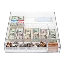 BankSupplies Clear Money Tray 17.5W x 3H x 17.5D Cash Tray Durable Polycarbonate Organizer