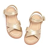 Otter MOMO Girls Sandals Open Toe Princess Flat Sandals with Ruffle Size 12 Summer Sandals