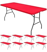 YJYQHYX 8 Pack Stretch Table Covers for 6 Foot Tables, Spandex Fabric Table Top Cap Cover Washabl...