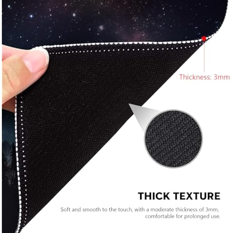 Cosmic Wonder Crescent Moon and Galaxy Mouse Pad - A Celestial Journey for Your Desktop, Stitched Edges Non-Slip Rubber Base Mouse Pads for Computers Laptop