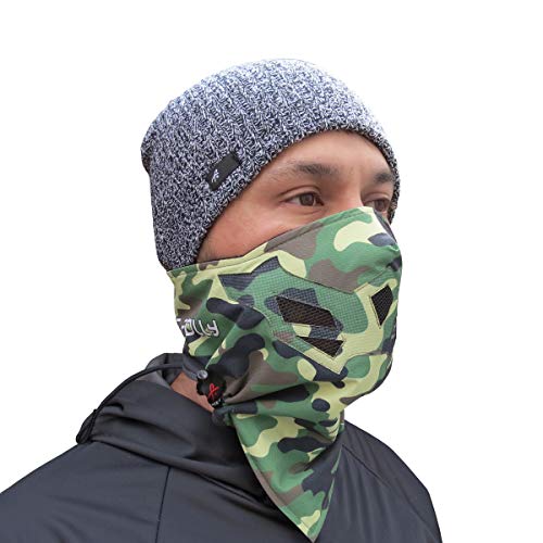 Half Face Mask for Cold Winter Weather. Use this Half Balaclava for Snowboarding, Ski, Motorcycle. (Many Colors) (Camo- Green)