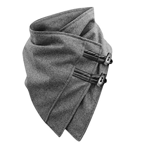 Dgoopd Winter Scarf For Men Solid Color Button Cashmere Feel Shawls Casual Warm Soft And Cozy Fashion Check Scarves Gray #TOP23