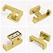 NearMoon Bath Double Towel Hook- SUS304 Stainless Steel Square Robe Towel Holder, Heavy Duty Rustproof Double Coat Hook for Bathroom Livingroom Kitchen Wall Mounted, 2 Pack (Brushed Gold)