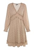 Material semitransparente altiplano Vestido de Manga Larga, Beige marrón, L para Mujer