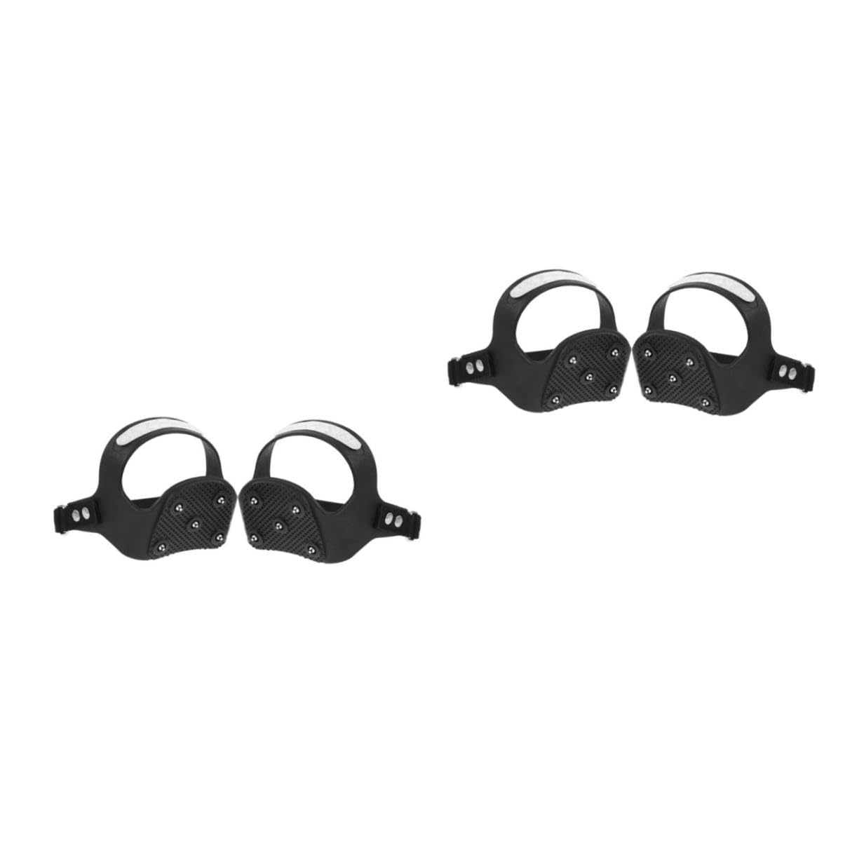 TINEASUR 2pairs Outdoor Teeth Ice Crampons for Shoes Silicone Spikes Reflective Stripe for Enhanced Safety for Jogging Climbing and Hiking ICY Trails