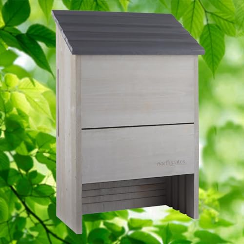 North States Large Bat House Nursery: Easy for Bats to Climb and Roost. Extra Large, Four Chambers Holds Up to 300 Bats. Ready to Install Pre-drilled Holes for Hanging (6.25 x 12 x 18.25, Light Gray) by North States - Image 6