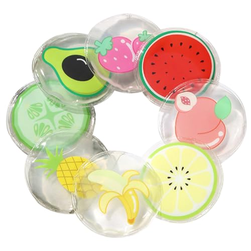 TOYZFRIENDY Paquetes de Hielo para Ojos Redondos Diseño de Frutas Compresas Frías Refrescantes para Aliviar Fatiga Ocular 8 Unidades Portátiles para Cuidado Ocular en Verano