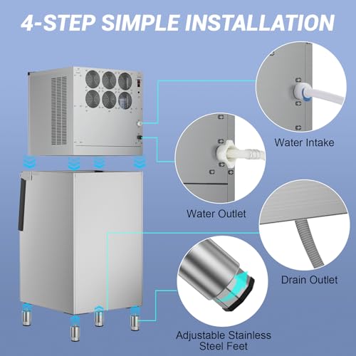 Image of Ice Machine Commercial Ice Maker Machine, 400 Lbs /24H Industrial Ice Machine, 350 Lbs Storage Commercial Ice Machines Free Standing, Cubes Ice Makers Commercial, Restaurant, Cafe, Bar, Hotel