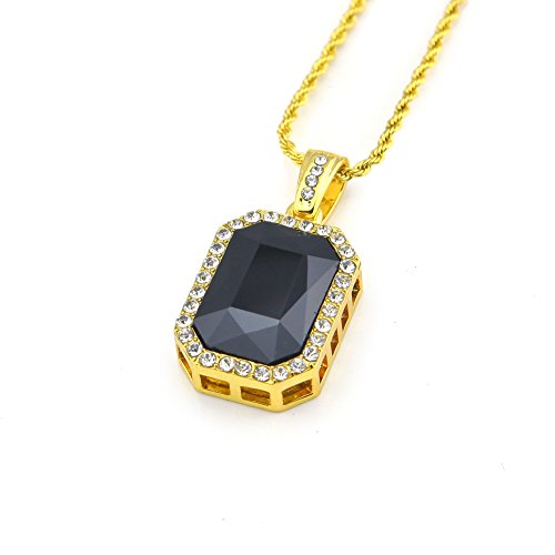 Pendentif hip hop octogonal rubis collier chaîne de corde 3mm 24 po bijoux bling homme