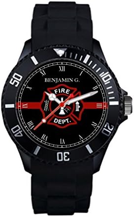 Instyles Thin Red Line Custom Name Fire Rescue Serviceman Watches