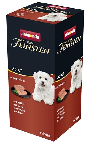 animonda vom Feinsten Hundefutter nass mit Kaninchen (6 x 150g), getreidefreies Hundefutter ohne Zucker, mit frischen, fleischigen Zutaten
