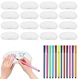 Bemalbare Schlafmasken, 16 Stück 18,5 X 8,5 cm weiße Augenabdeckungen, Reise-Schlafmasken mit 12 Farbstiften Weiche für Reisen Spiel und Beauty Routinen