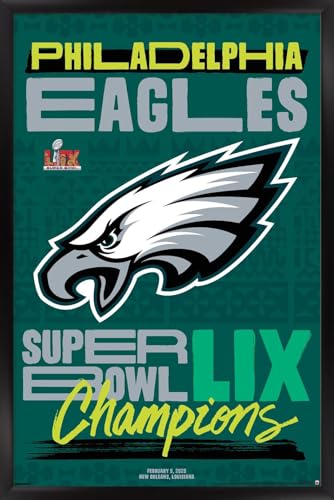 Trends International NFL Philadelphia Eagles - Super Bowl LIX Championship Team Logo Wall Poster, 34L x 22.4W, Black Framed Version