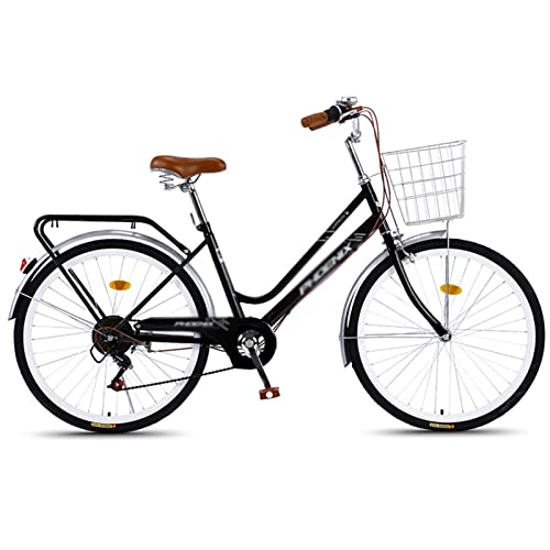 HTDRE Bicicleta de Carretera para Adultos, Ruedas de 24/26 Pulgadas, transmisión de 7 velocidades, portaequipajes Trasero, 1 Gris - 26 Pulgadas