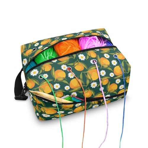 Image of Drnuikhe Tangerine Knitting Bag Crochet Bag Dust Resistant Yarn Organizer Knitting & Crochet Supplies Yarn Bag for Knitting Needles Traveling Knitting Bag Organizer Yarn, Crochet Kit