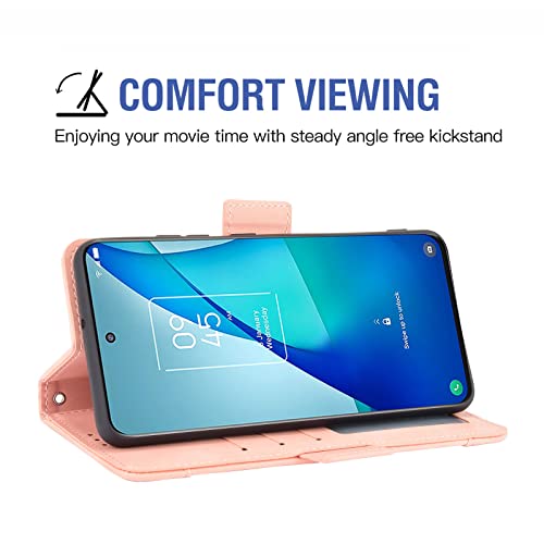 Asuwish Compatible with TCL 20S/20 5G/20L/20L+ Plus Wallet Case and Tempered Glass Screen Protector Card Holder Credit ID Slot Flip Cell Accessories Phone Cover forTCL20S TCL20L+ Women Men Rose Gold - Image 4
