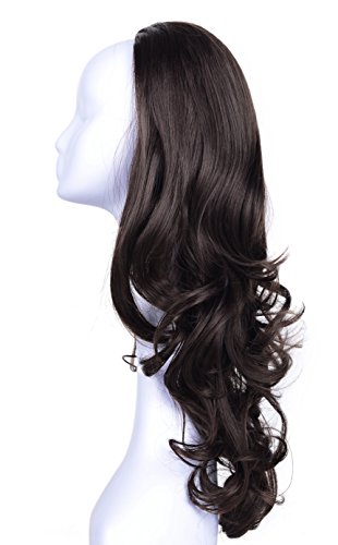 Onedor 23" Curly Hair Women Ladies 3/4 Half Wig Premium Japanese Synthetic fibers Wigs with Secured Mesh Head Cap (R6)