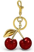 Metal Glitter Cherry Bag Charm With Key Ring Bag Charms For Handbags Cherry Keychain Unique Key Chains For Women Key Ring For Girls Cherry Charms For Bags Car Accessories