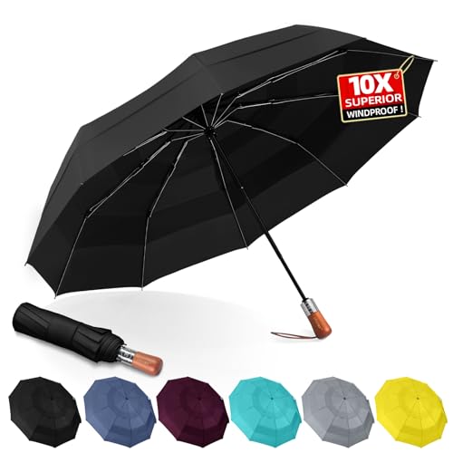 LFLFWY Compact Umbrella Windproof Strong - Large Unbreakable Automatic and Portable - Wind Resistant Folding Travel Umbrellas Triple Vented Canopy for Rain with 10 Ribs-Men and Women (Classic Black) LFLFWY Compact Umbrella Windproof Strong - Large Unbreakable Automatic and Portable - Wind Resistant Folding Travel Umbrellas Triple Vented Canopy for Rain with 10 Ribs-Men and Women (Classic Black)