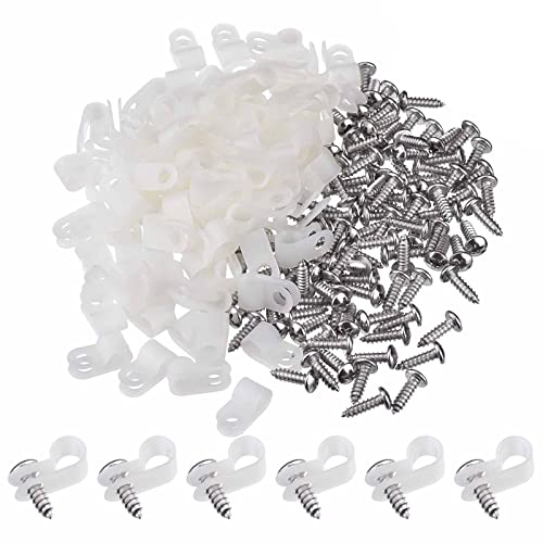 Clip câble R-Type 1/2 pouce en nylon noir avec vis de fixation pour gestion filaire Lot de 50