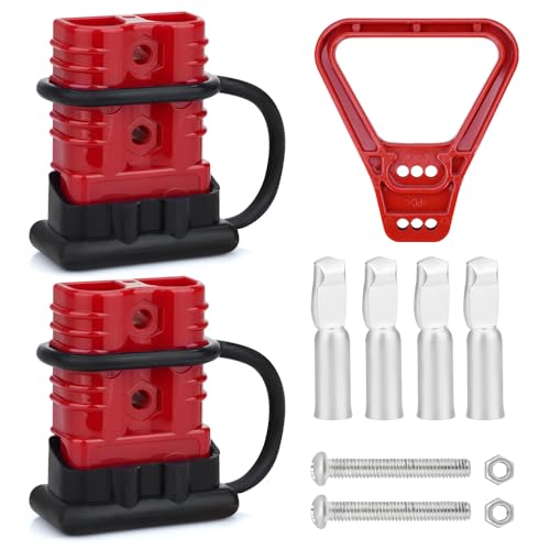 Uddick 2PCS 175A Battery Quick Connector with Dust Cover and Handle,Battery Quick Disconnect Wire Harness Plug Kit for Car Forklift Motor Winch Trailer（2PC 2AWG 1Handle