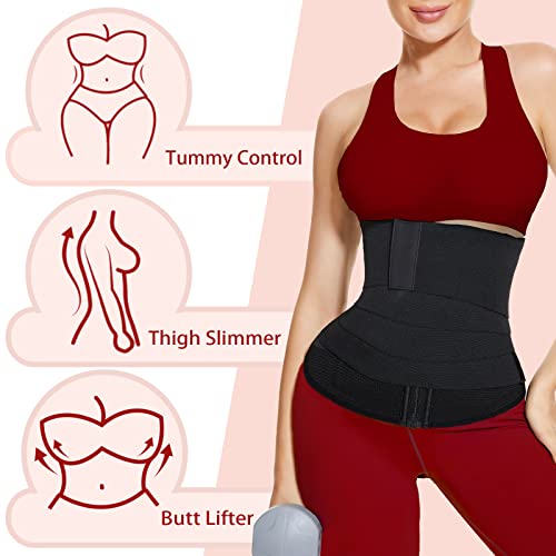 Waist Trainer For Women Detachable 3 In 1 Snatch Me Up Bandage Tummy Waist Wrap Invisible Trimmer Belt, Workout Waist Cincher Corset With Zip, Waist Trainer For Lower Belly Fat (Black, 3Xl/4Xl) #TOP2