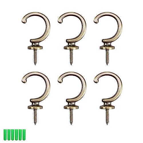AMONENZ Pack of 6 Zinc Alloy Curtain Holders, G-shaped Curtain Holder, Decorative Wall Mounted Tie-Hooks in Vintage Style