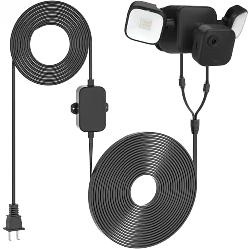 UYODM Power Cable for Blink Outdoor 4/(3rd Gen) Floodlight +Blink Outdoor Camera, 16.4Ft/5m Weatherproof Cable Power Your Blink Floodlight Cam Continuously Black (Floodlight & Camera NOT Included)