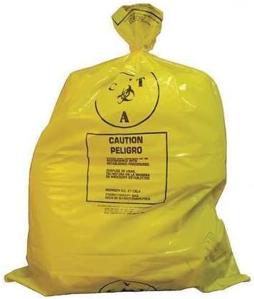 Chemo Waste Bags, 25 gal., Yellow, PK100
