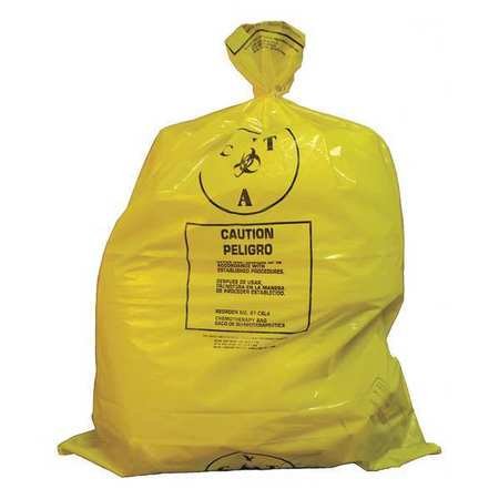 Chemo Waste Bags, 25 gal., Yellow, PK100