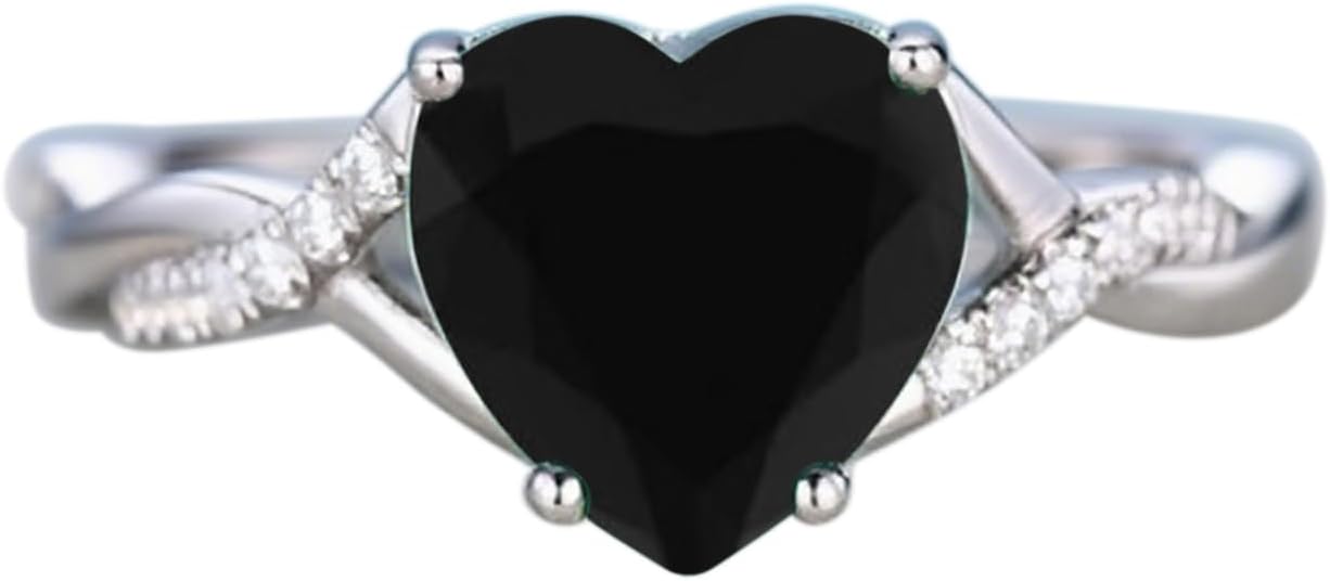 1 Carat Heart Shaped Gemstone Ring for Women, Custom 10K/14K/ 18K Solid Gold Bridal Birthstone Engagement Rings Infinity Art Deco Wedding Promise Band Jewelry Gifts for Her - Image 7