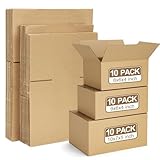 Eupako 30 Pack Small Shipping Boxes Assorted Sizes, 8x6x4 & 9x6x4 & 10x7x5 10 PCS Each Mailing Boxes, Brown Corrugated Box Mailers, Cardboard Boxes for Packaging Small Business