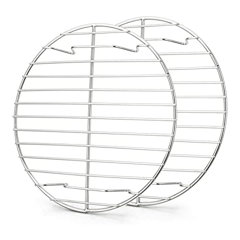 Homikit Round Cooling Racks Set of 2, Stainless Steel Wire Oven Rack for Baking Cooking Steaming and Roasting, Healthy & Rustproof, Mirror Finished & Dishwasher Safe, Metal Silver - 23cm Cover