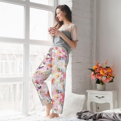 Pantalon de pyjama amples en maille douce à imprimé floral rose - 7