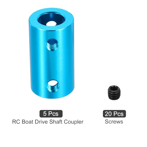 QUARKZMAN 5 Stück Wellenkupplung Verbinder 8mm bis 8mm Starre Schraubenkupplung L25mm x D14mm Aluminiumlegierung Verbindungssatz für 3D Drucker DIY Encoder mit 20 Schrauben Blau