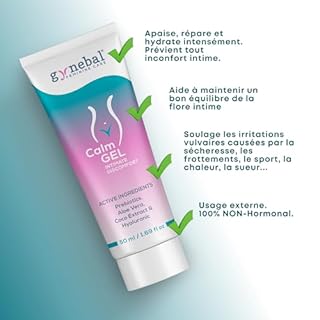 GYNEBAL CALM Gel Intime avec PREBIOTIQUES – Gel Hydratant pour Secheresse Vaginale, Demangeaisons et Inconfort – Soutient la Flore Vaginale – Usage Externe pour Femmes (50 ml)