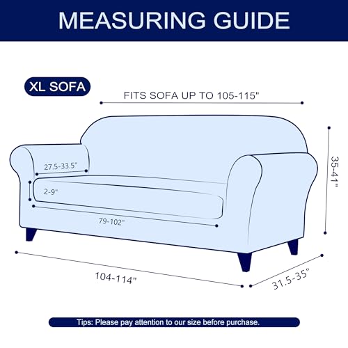 SUBRTEX Stretch Couch Cover Set 1 Piece Sofa Slipcover with A Gift Cushion Cover for 4 Cushion Couch Oversize Sofa(Olive Drab,XL Sofa)