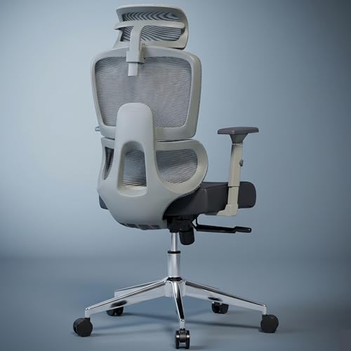Image of Optimus Pro Ergonomic Office Chair for Work | Multi-Lock Synchro Tilt Mechanism with Seat Slider | 5 Year Warranty | 3D Armrest | Fixed Curve Lumbar | (Grey, 3D Arms with Seat Slider)