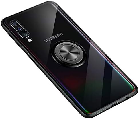 SORAKA Case for Samsung Galaxy A7 2018 with 360 degree rotation Ring Stand Soft Slim Fit Silicone Case Shockproof Anti-fingerprint Case with Metal Plate for Magnetic Car Phone Holder