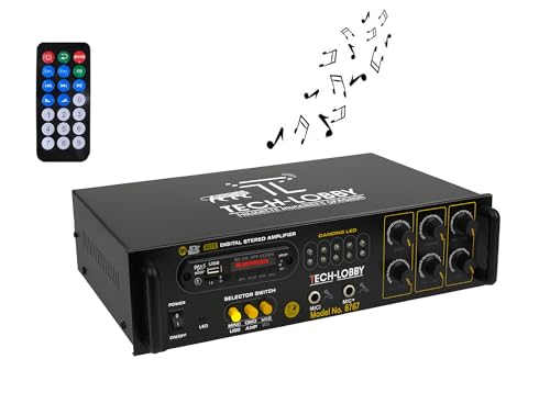 Image of 4 Channel 200 Watt Stereo Amplifier with Big LED Display /Bluetooth /2 MIC Input /USB /SD Card Slot /FM Radio /AUX Input /Remote Control & Built-in Equalizer with Bass, Treble & Balance Control