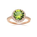 Ice Gems plata de ley 925 Plata con destellos de oro rosa round-shape zirconia cúbica peridoto