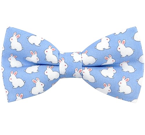 OCIA Cute Pattern Pre-tied Bow Tie Adjustable Bowties for Adult & Children White Blue (Rabbits)
